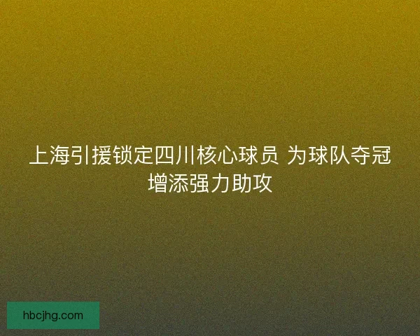 上海引援锁定四川核心球员 为球队夺冠增添强力助攻