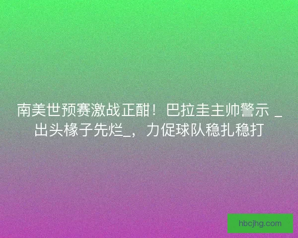 南美世预赛激战正酣！巴拉圭主帅警示 _出头椽子先烂_，力促球队稳扎稳打